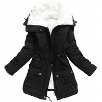 Women's Winter Mid Length Thick Warm Faux Lamb Wool Lined Jacket Coat